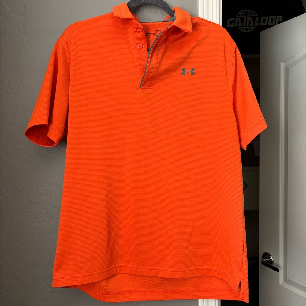 Under Armour Men's Orange Polo Shirt Large